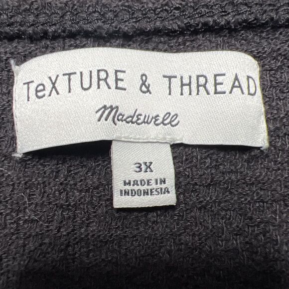 Texture Thread Madewell Women’s 3X Black Cropped Shirt Top Tie Front V Neck - Picture 3 of 7